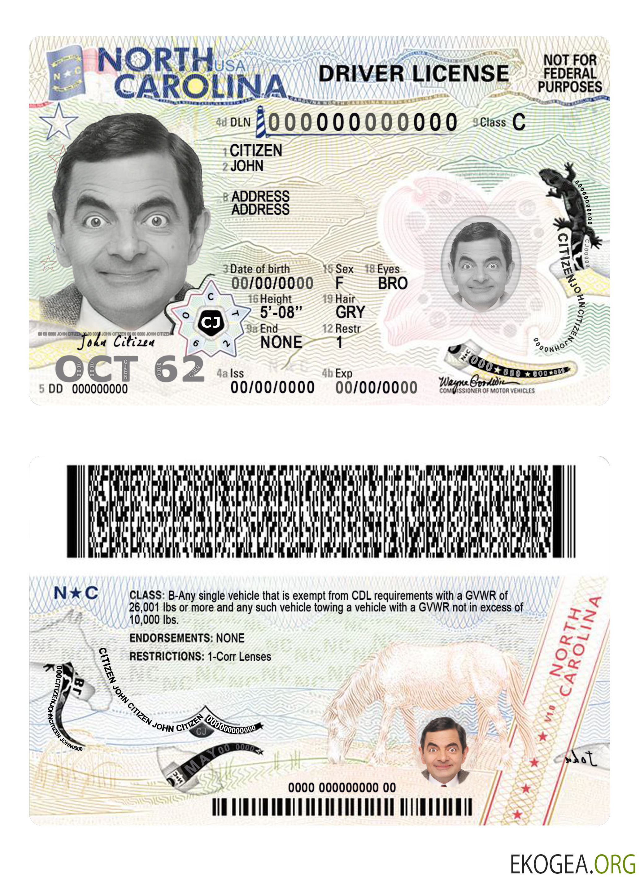 USA North Carolina driving license 2024 present